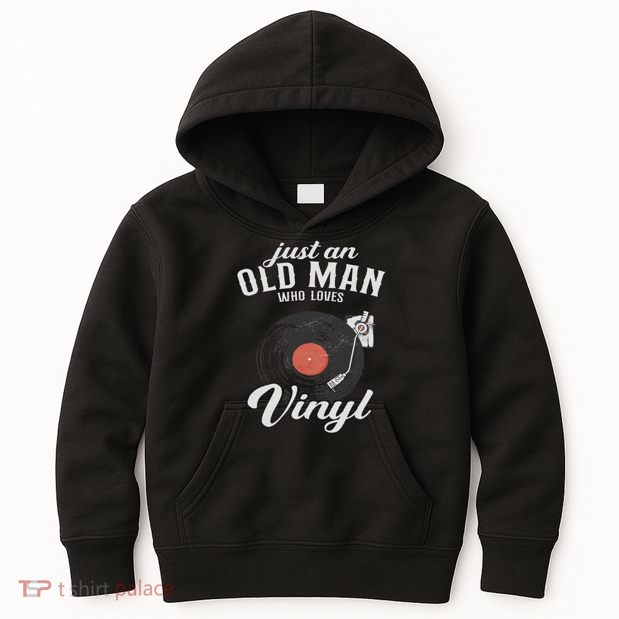 Just An Old Man Who Loves Vinyl Turntable Vinyl Record Kids Hoodie