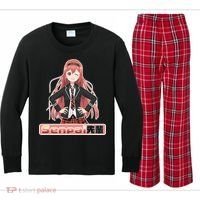 Japanese Animie Girl Senpai Kids Long Sleeve Plaid Pajama Set thumb 0
