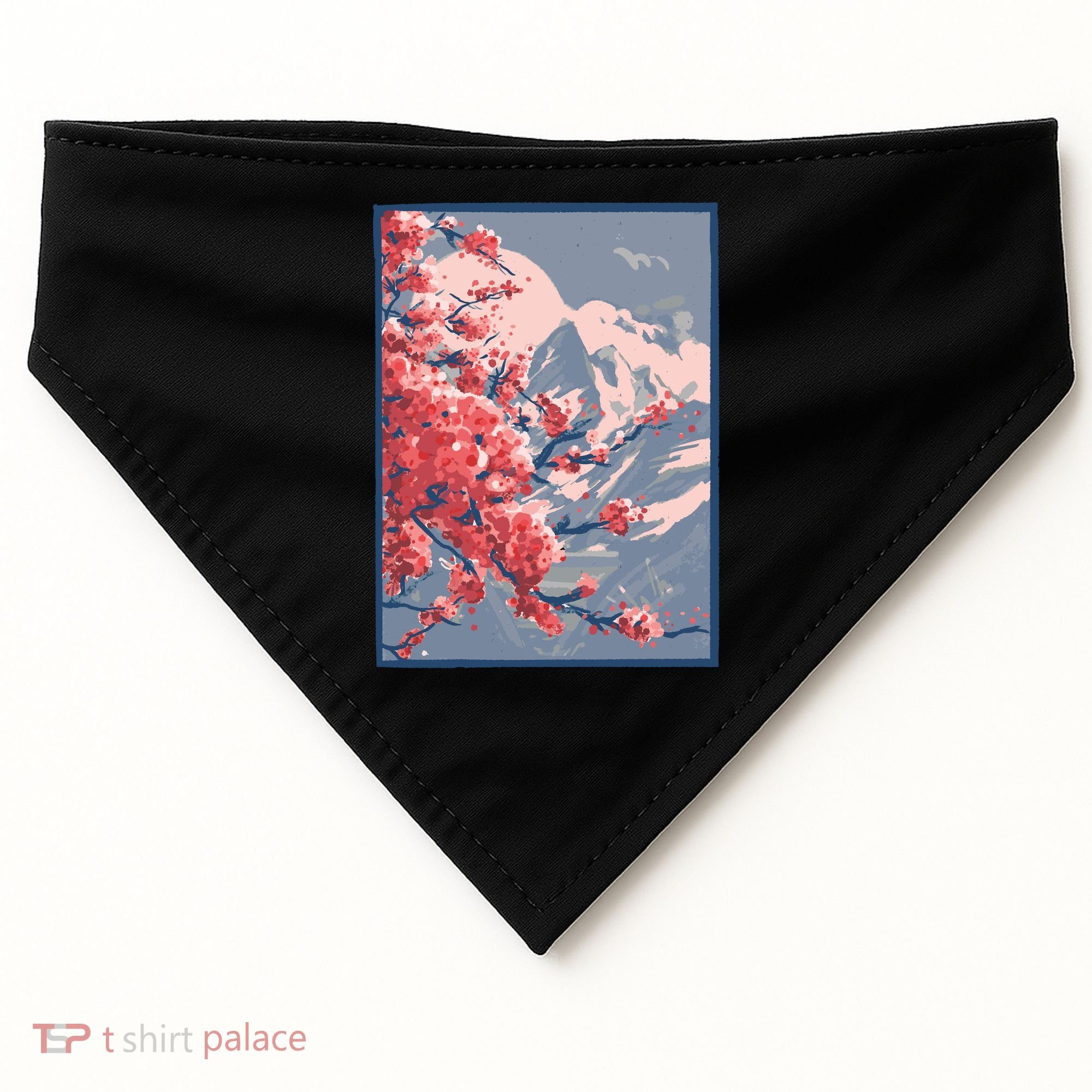 Japanese Cherry Blossom Mountain USA-Made Doggie Bandana