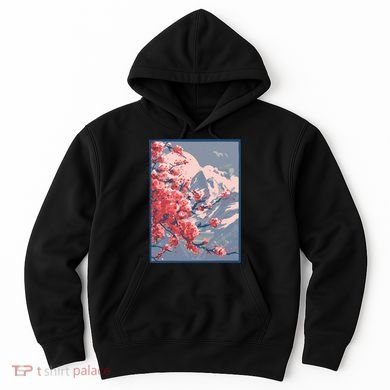 Japanese Cherry Blossom Mountain Hoodie