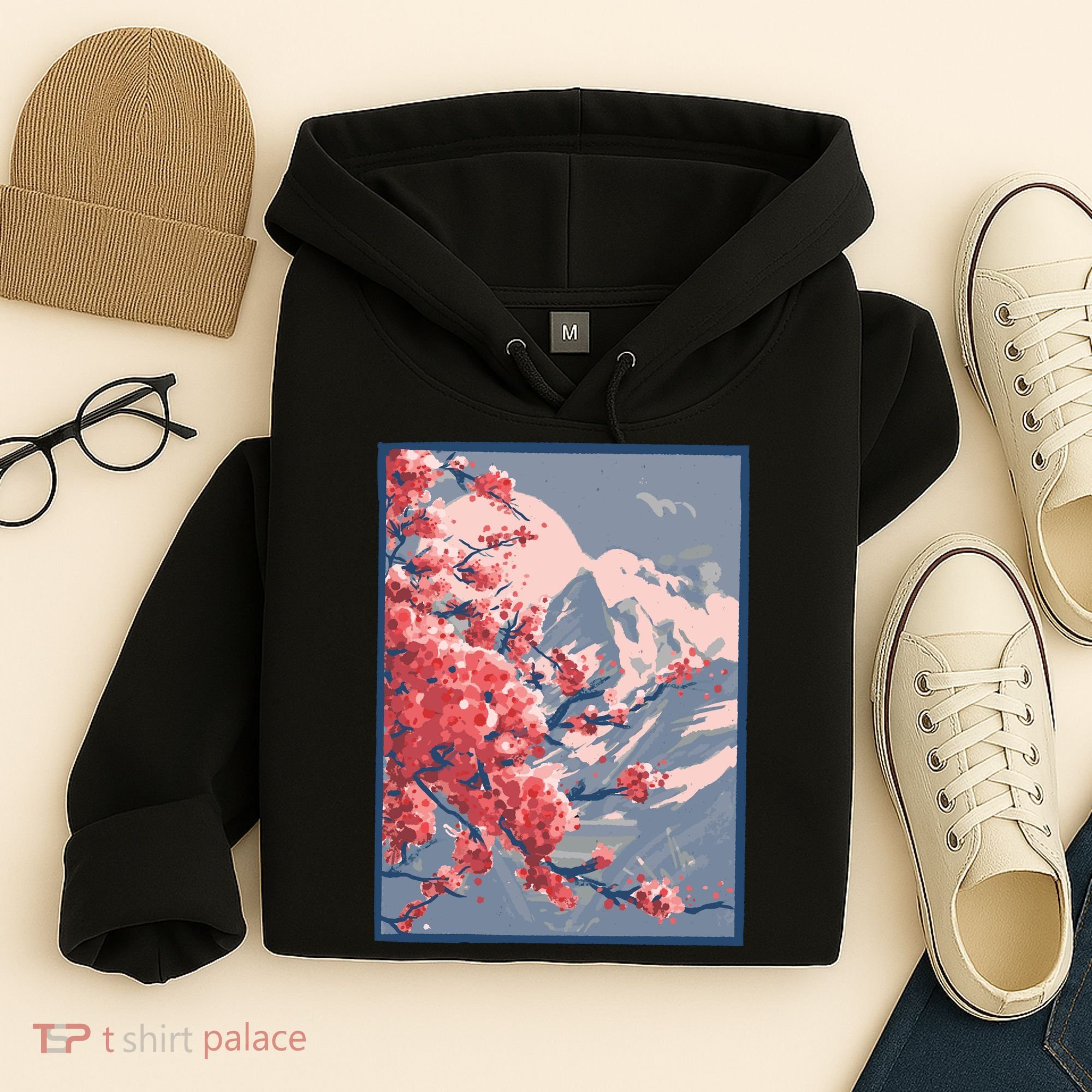 Japanese Cherry Blossom Mountain Hoodie