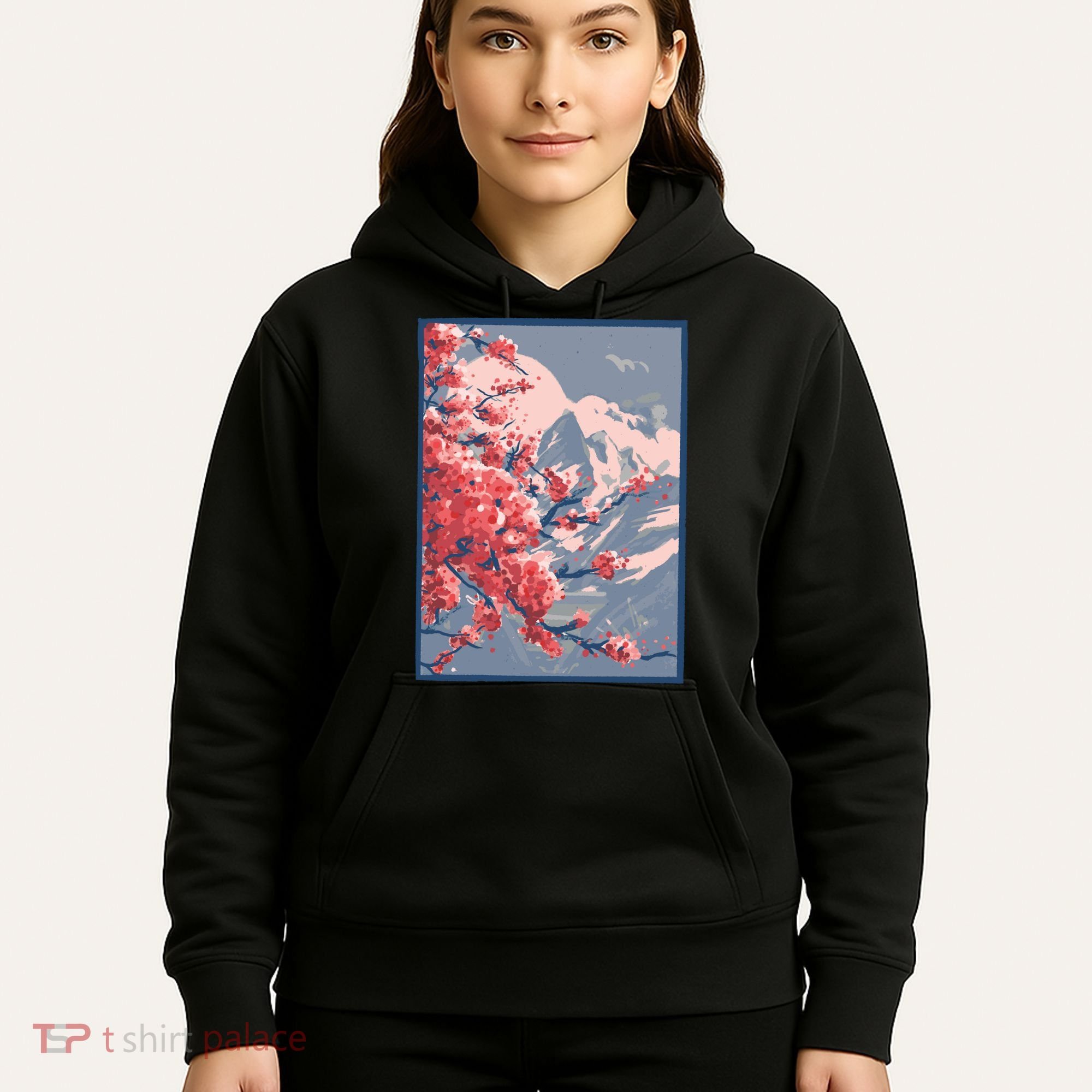 Japanese Cherry Blossom Mountain Hoodie
