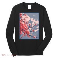 Japanese Cherry Blossom Mountain Long Sleeve Shirt thumb 0