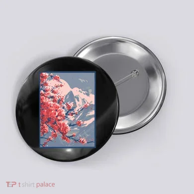 Japanese Cherry Blossom Mountain Button