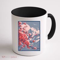 Japanese Cherry Blossom Mountain Coffee Mug thumb 1