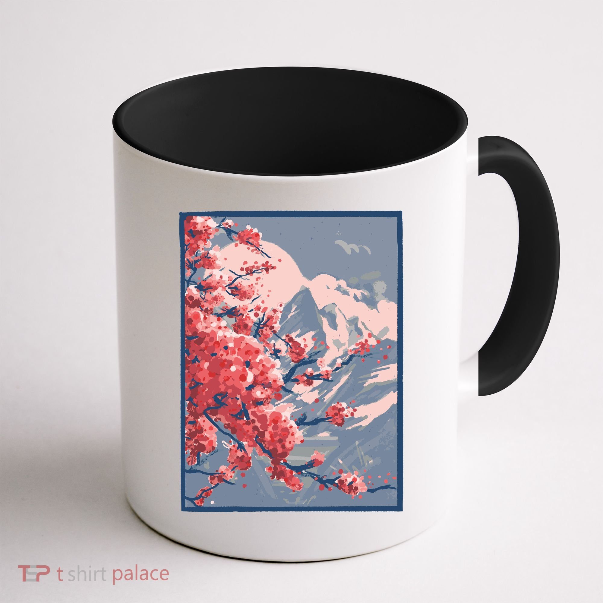Japanese Cherry Blossom Mountain Coffee Mug
