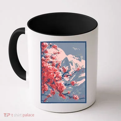 Japanese Cherry Blossom Mountain Coffee Mug