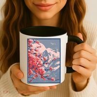 Japanese Cherry Blossom Mountain Coffee Mug thumb 3