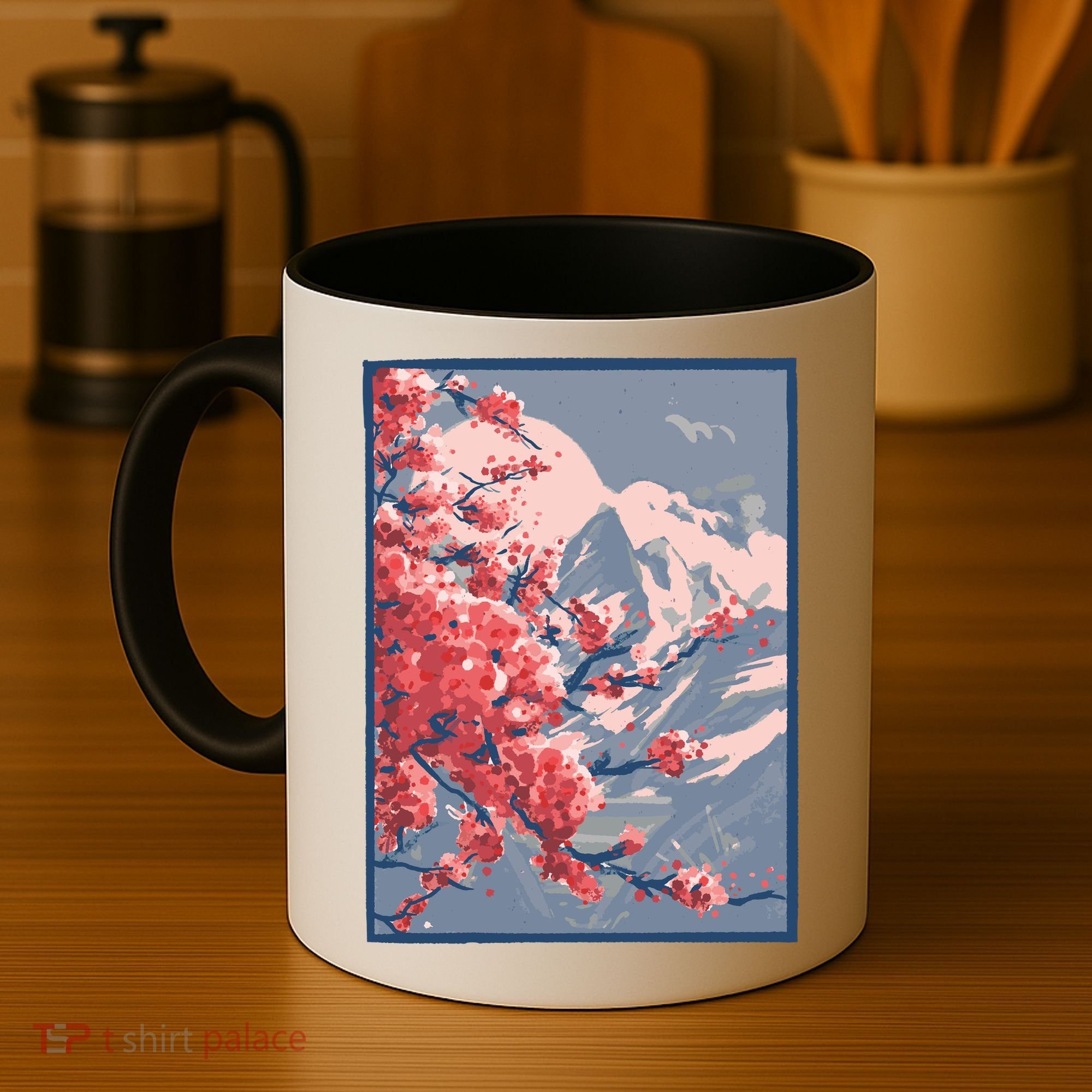 Japanese Cherry Blossom Mountain Coffee Mug