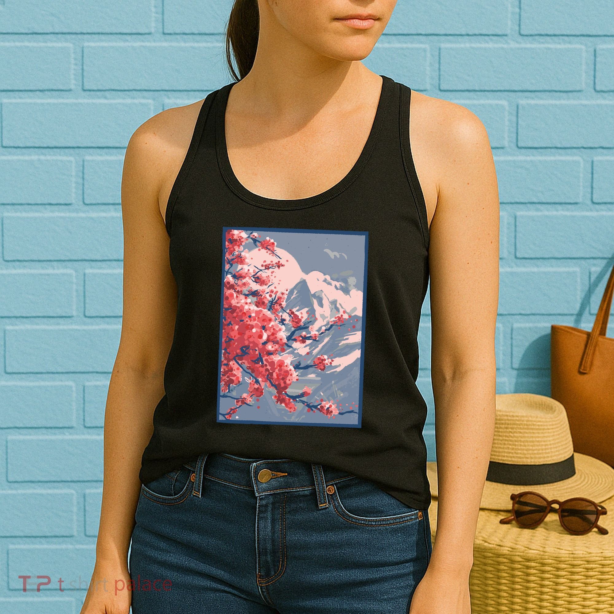 Japanese Cherry Blossom Mountain Women's Tank Top