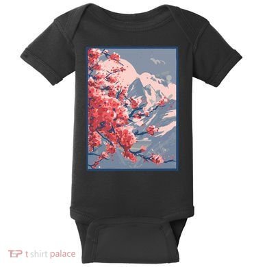 Japanese Cherry Blossom Mountain Baby Bodysuit
