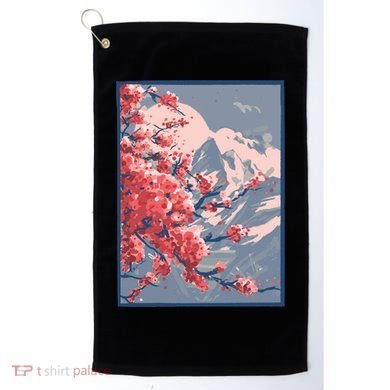Japanese Cherry Blossom Mountain Golf Towel