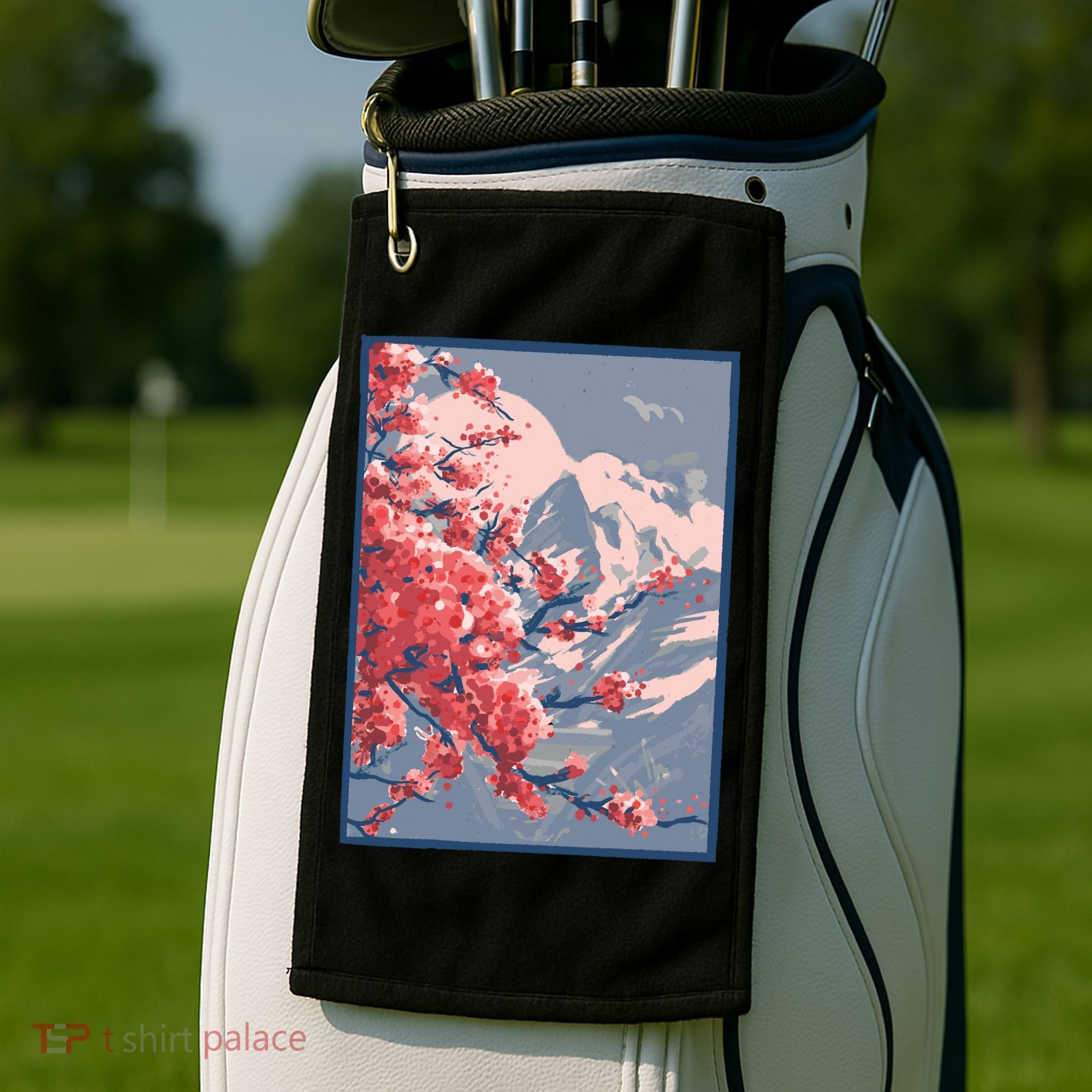 Japanese Cherry Blossom Mountain Golf Towel