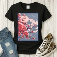 Japanese Cherry Blossom Mountain Women's T-Shirt thumb 3