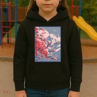 Japanese Cherry Blossom Mountain Kids Hoodie thumb 3