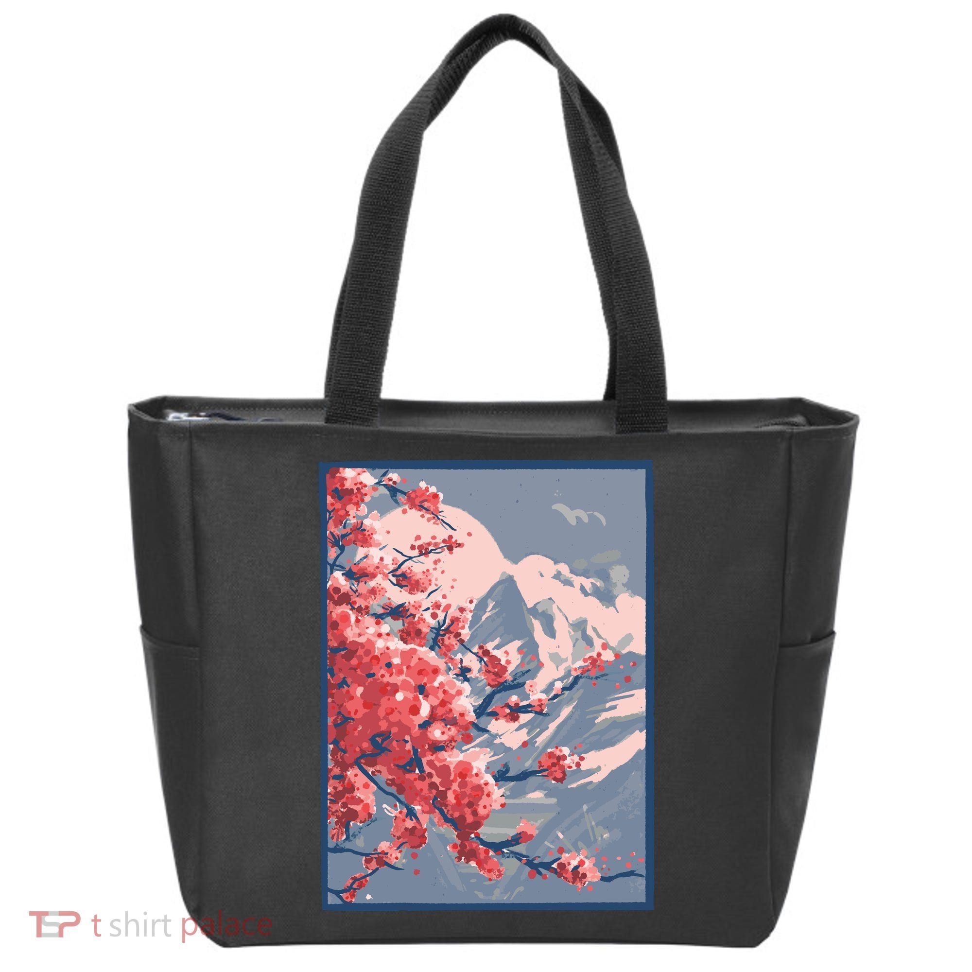 Japanese Cherry Blossom Mountain Tote Bag