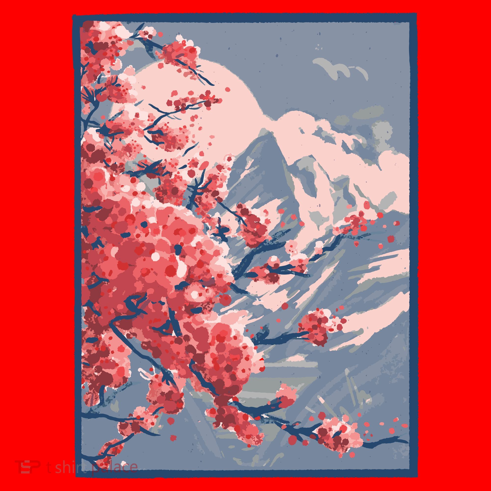 Japanese Cherry Blossom Mountain Santa Hat