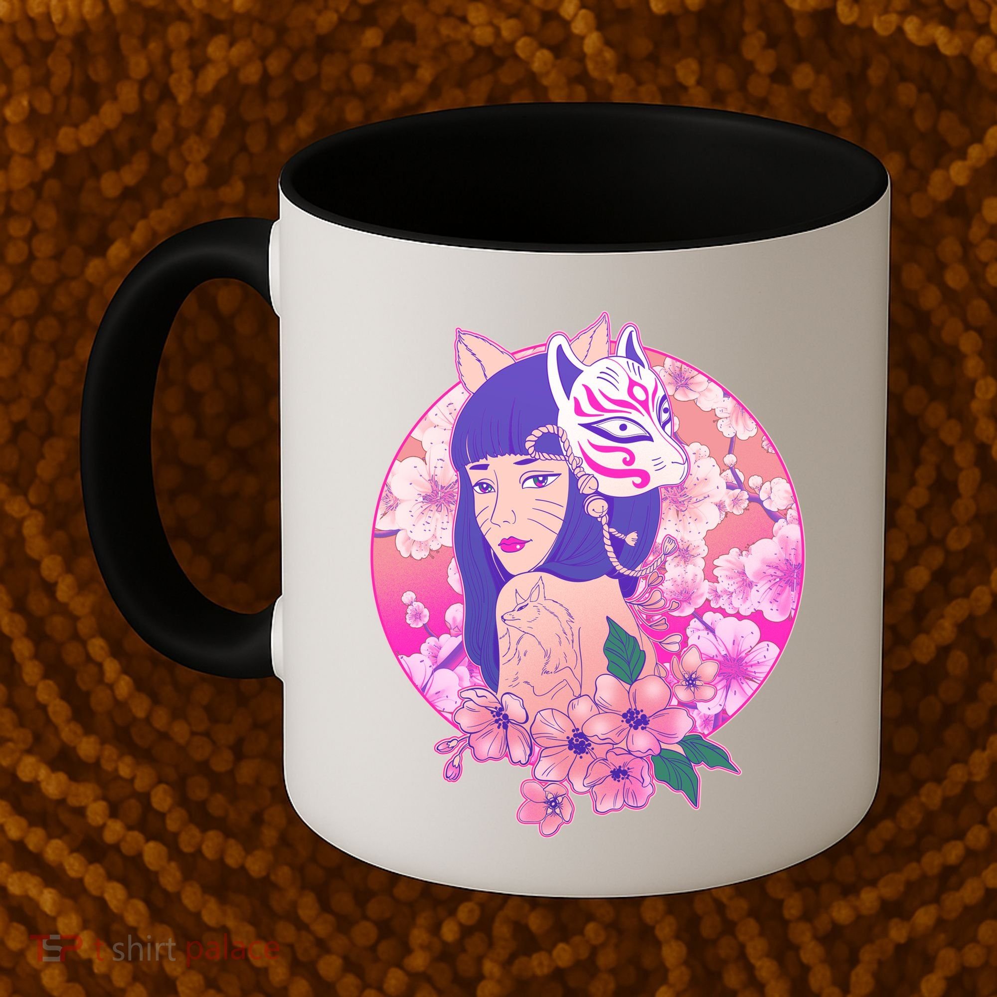 Japanese Cherry Blossoms Kitsune Fox Girl Coffee Mug