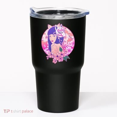 Japanese Cherry Blossoms Kitsune Fox Girl Tumbler