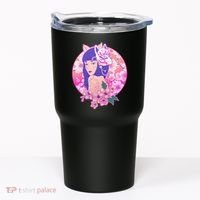 Japanese Cherry Blossoms Kitsune Fox Girl Tumbler thumb 0