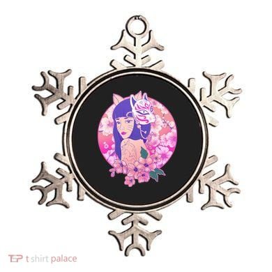 Japanese Cherry Blossoms Kitsune Fox Girl Ornament