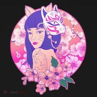Japanese Cherry Blossoms Kitsune Fox Girl Ornament thumb 1