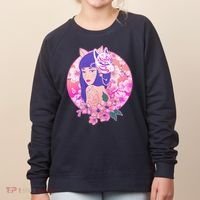 Japanese Cherry Blossoms Kitsune Fox Girl Women's Sweatshirt thumb 0