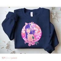 Japanese Cherry Blossoms Kitsune Fox Girl Sweatshirt thumb 2