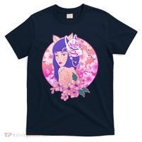 Japanese Cherry Blossoms Kitsune Fox Girl T-Shirt thumb 0