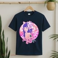 Japanese Cherry Blossoms Kitsune Fox Girl T-Shirt thumb 2