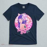 Japanese Cherry Blossoms Kitsune Fox Girl T-Shirt thumb 5