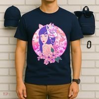 Japanese Cherry Blossoms Kitsune Fox Girl T-Shirt thumb 6