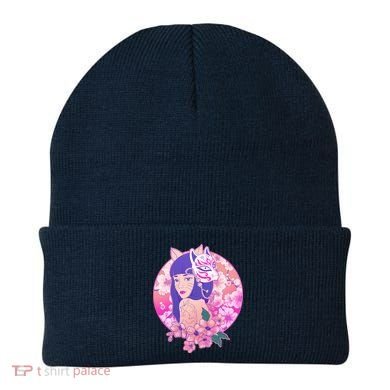 Japanese Cherry Blossoms Kitsune Fox Girl Beanie