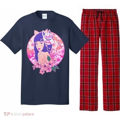 Japanese Cherry Blossoms Kitsune Fox Girl Pajama Set