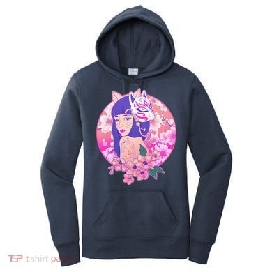 Japanese Cherry Blossoms Kitsune Fox Girl Women's Hoodie