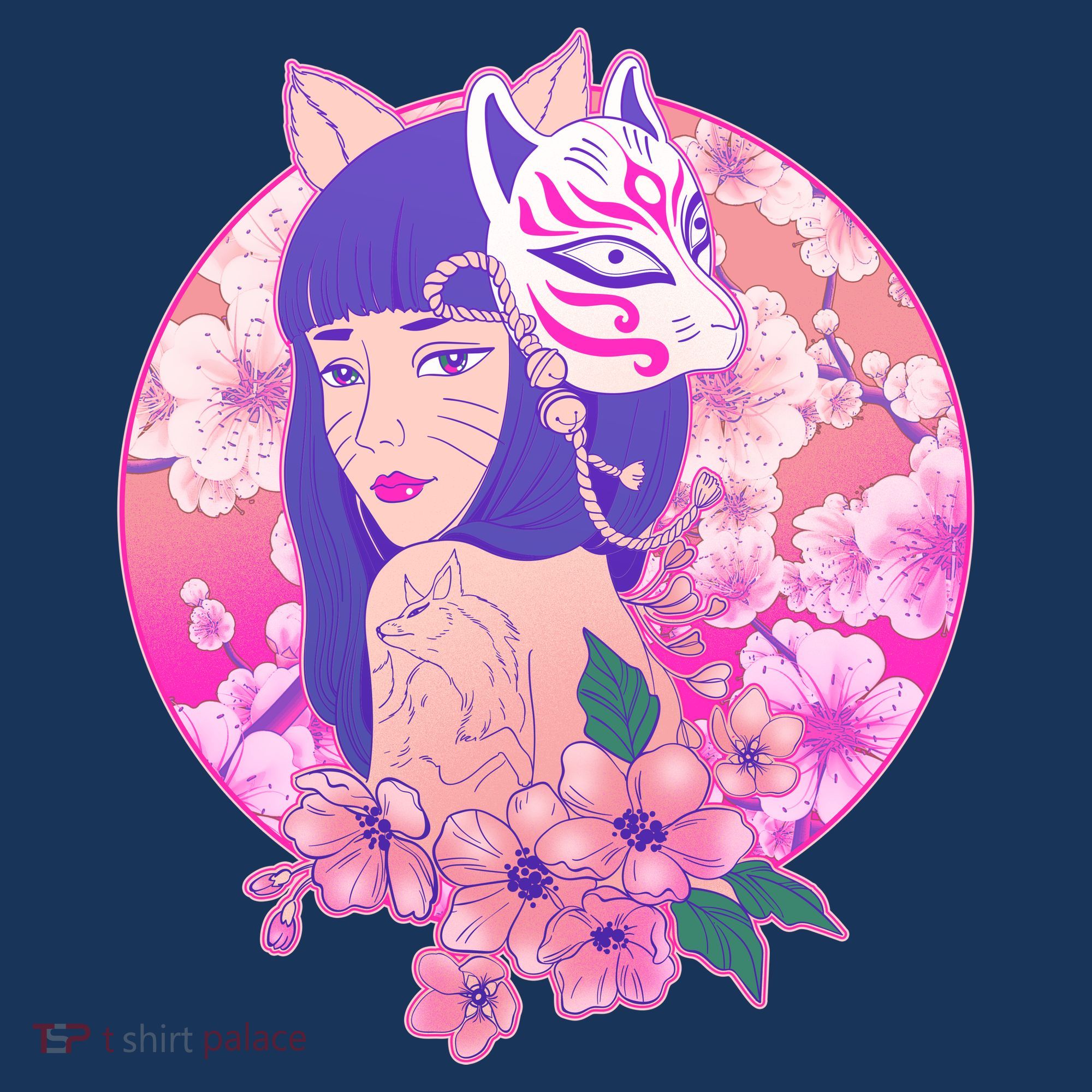 Japanese Cherry Blossoms Kitsune Fox Girl Women's Hoodie