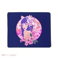 Japanese Cherry Blossoms Kitsune Fox Girl Mousepad thumb 0