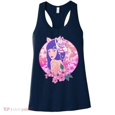 Japanese Cherry Blossoms Kitsune Fox Girl Women's Tank Top