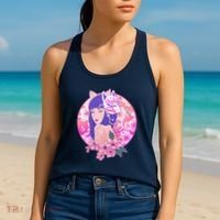 Japanese Cherry Blossoms Kitsune Fox Girl Women's Tank Top thumb 2