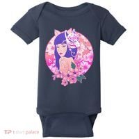Japanese Cherry Blossoms Kitsune Fox Girl Baby Bodysuit thumb 0