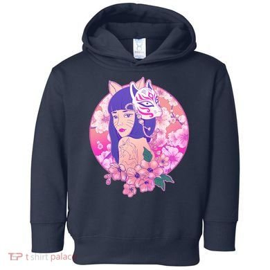 Japanese Cherry Blossoms Kitsune Fox Girl Toddler Hoodie
