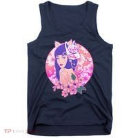 Japanese Cherry Blossoms Kitsune Fox Girl Tank Top thumb 0