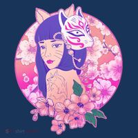 Japanese Cherry Blossoms Kitsune Fox Girl Golf Towel thumb 3