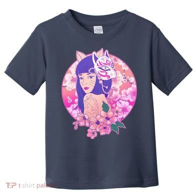 Japanese Cherry Blossoms Kitsune Fox Girl Toddler T-Shirt