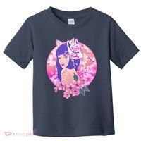 Japanese Cherry Blossoms Kitsune Fox Girl Toddler T-Shirt thumb 0
