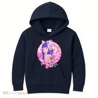 Japanese Cherry Blossoms Kitsune Fox Girl Kids Hoodie thumb 0
