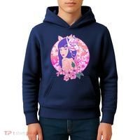 Japanese Cherry Blossoms Kitsune Fox Girl Kids Hoodie thumb 4