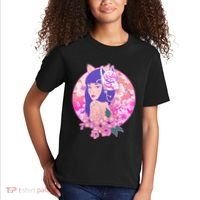 Japanese Cherry Blossoms Kitsune Fox Girl Kids T-Shirt thumb 2
