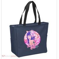 Japanese Cherry Blossoms Kitsune Fox Girl Tote Bag thumb 2