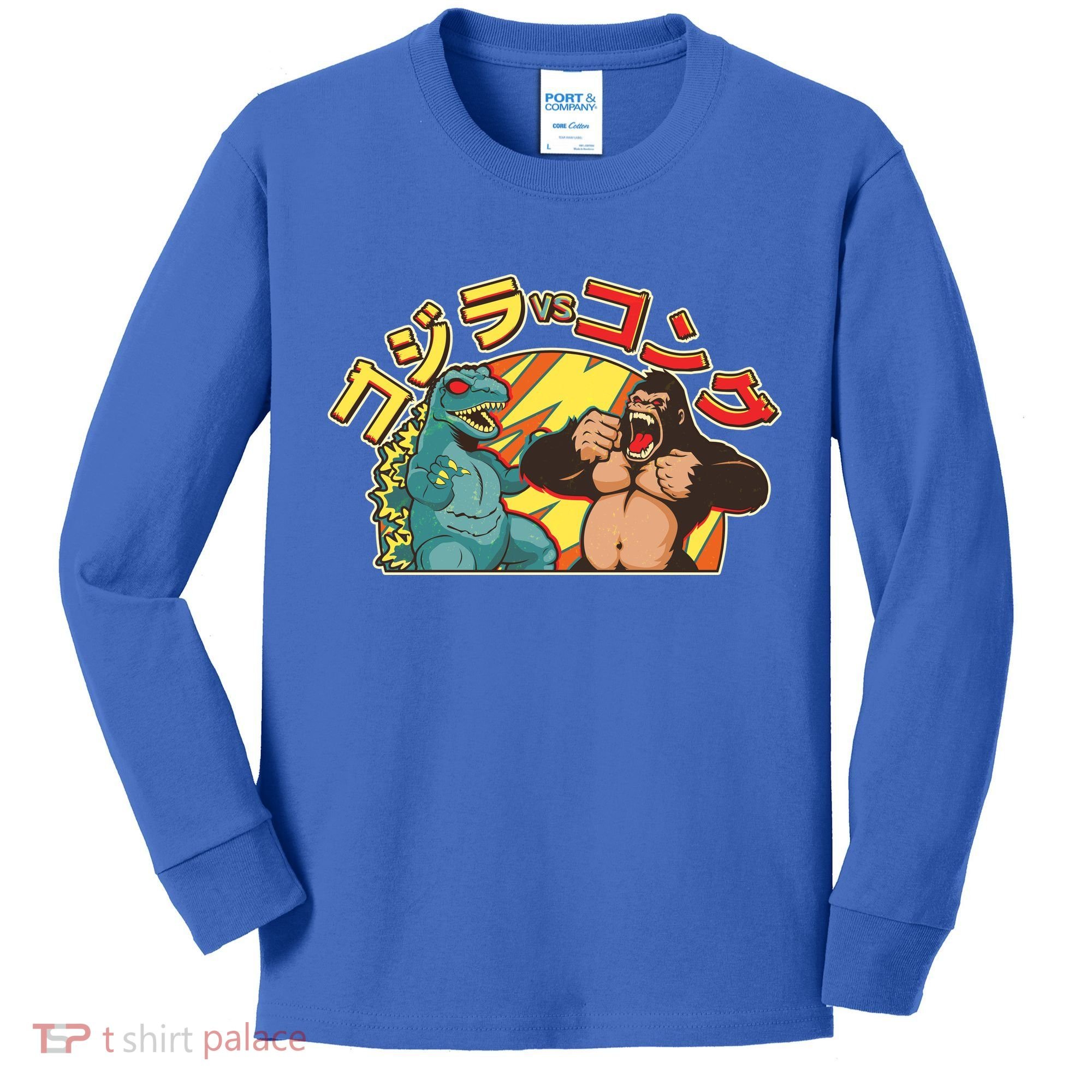 Japanese Zilla Verse Kong Retro Monster Kids Long Sleeve Shirt